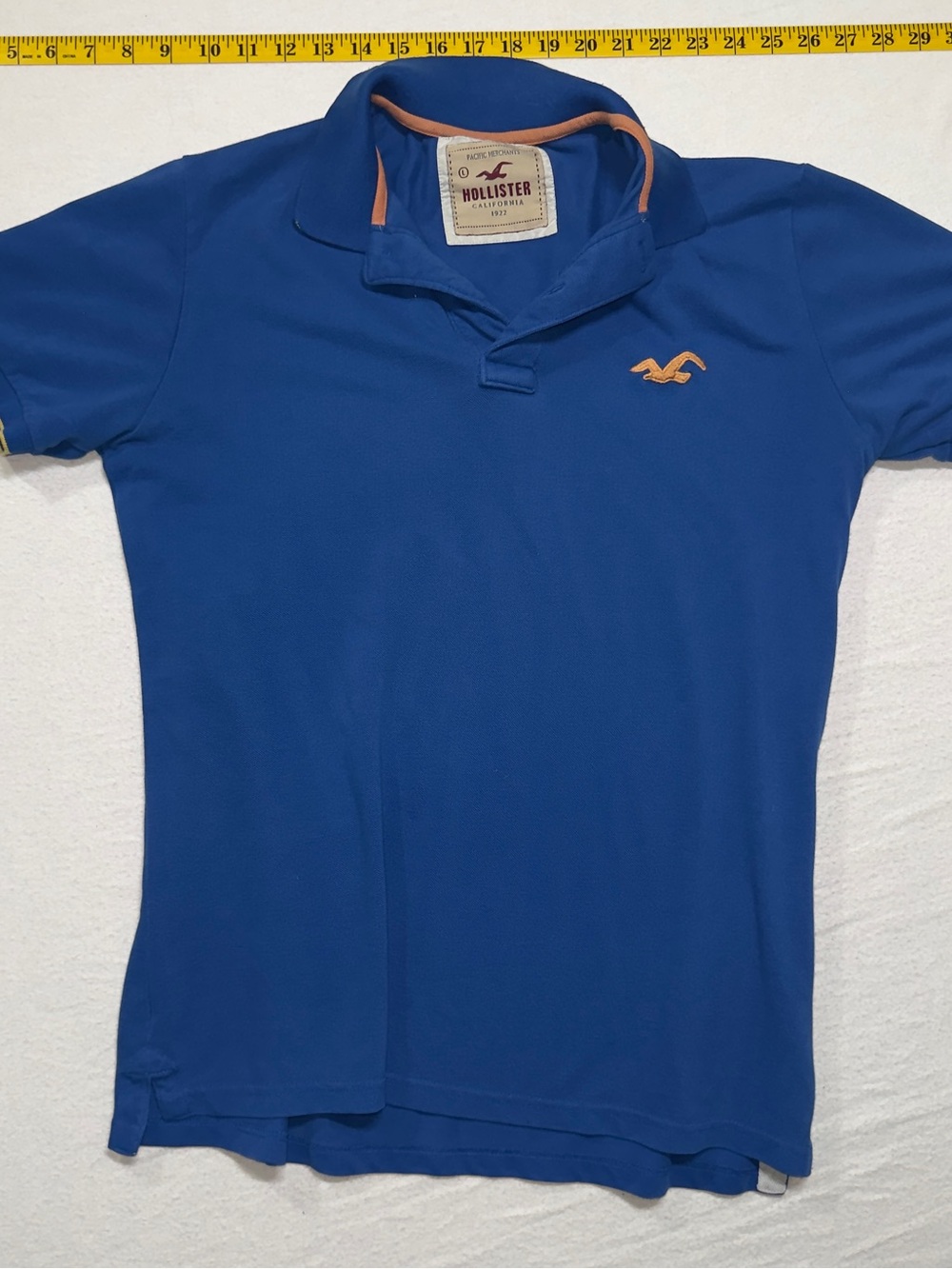 Y2K Hollister Boys Royal Blue Polo with Orange Logo Trim
